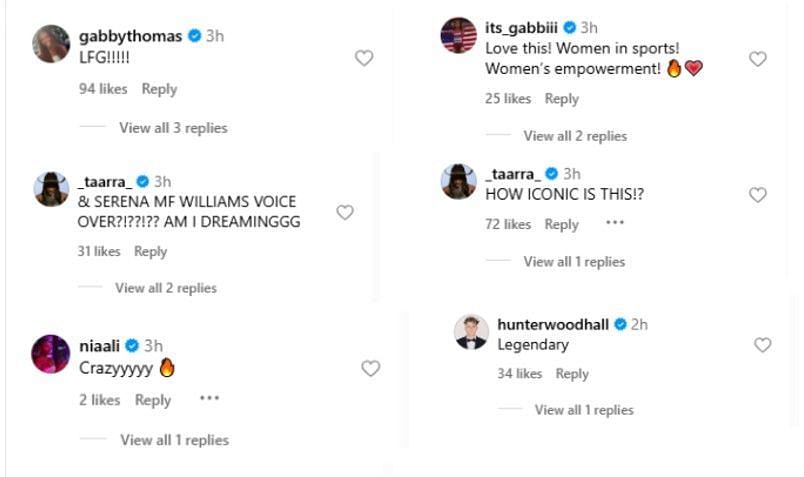 Screenshot of Athlos' Instagram post featuring athletes' comments on May 29, 2025 | Source: IG/athlos
